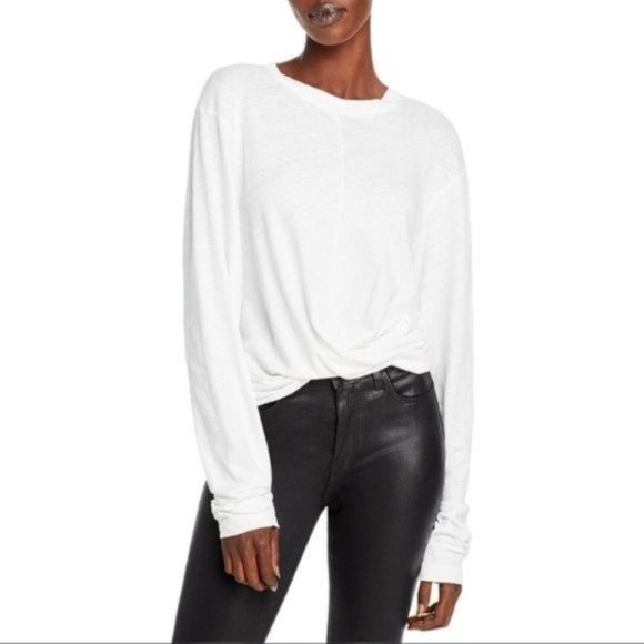 PAM & GELA Twist Front Long Sleeve White Tee - Large - NWT - Picture 1 of 2